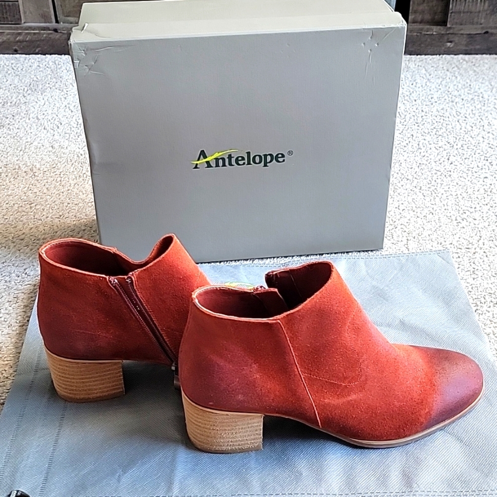 New Antelope Tobacco Suade Smooth Bootie N4 Sz EU 39/ 8 USA